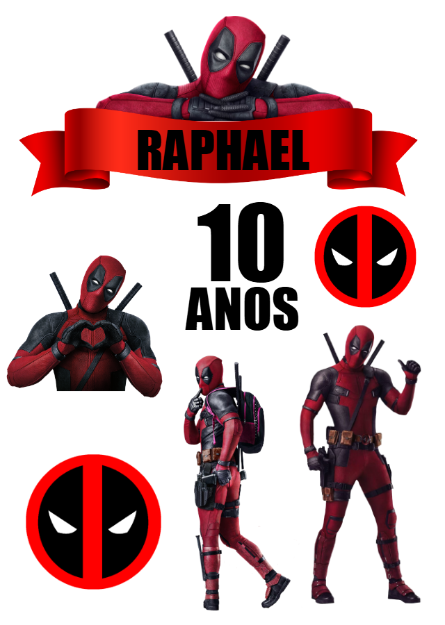 Topo de Bolo Deadpool Aniversário para Editar e Imprimir Topo de Bolo Deadpool Aniversário para Editar e Imprimir