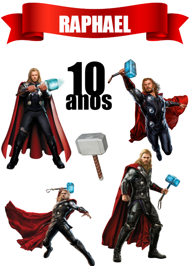 Topo de Bolo Thor Editável Online para Aniversário Topo de Bolo Thor Editável Online para Aniversário