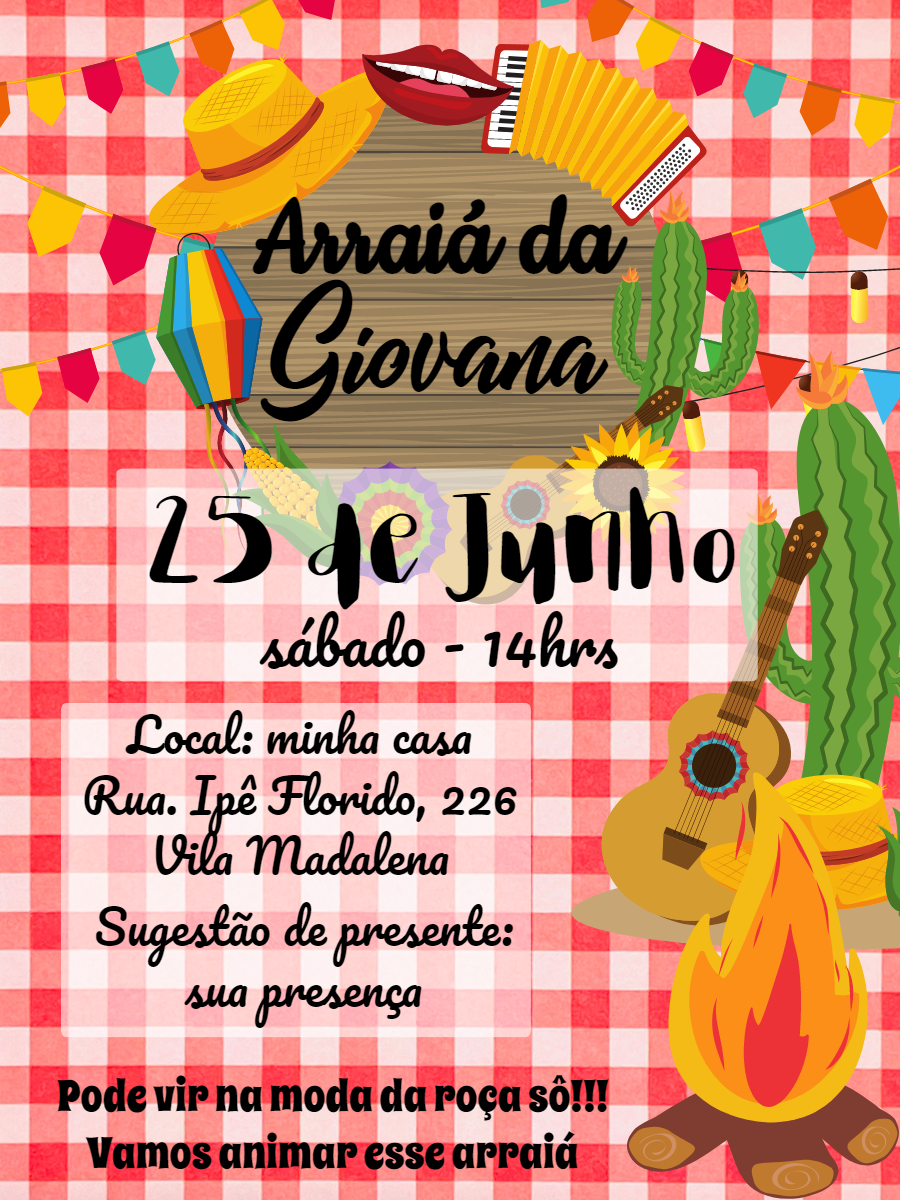 Convite de Aniversário Festa Junina Caipira para Editar Online Convite de Aniversário Festa Junina Caipira para Editar Online