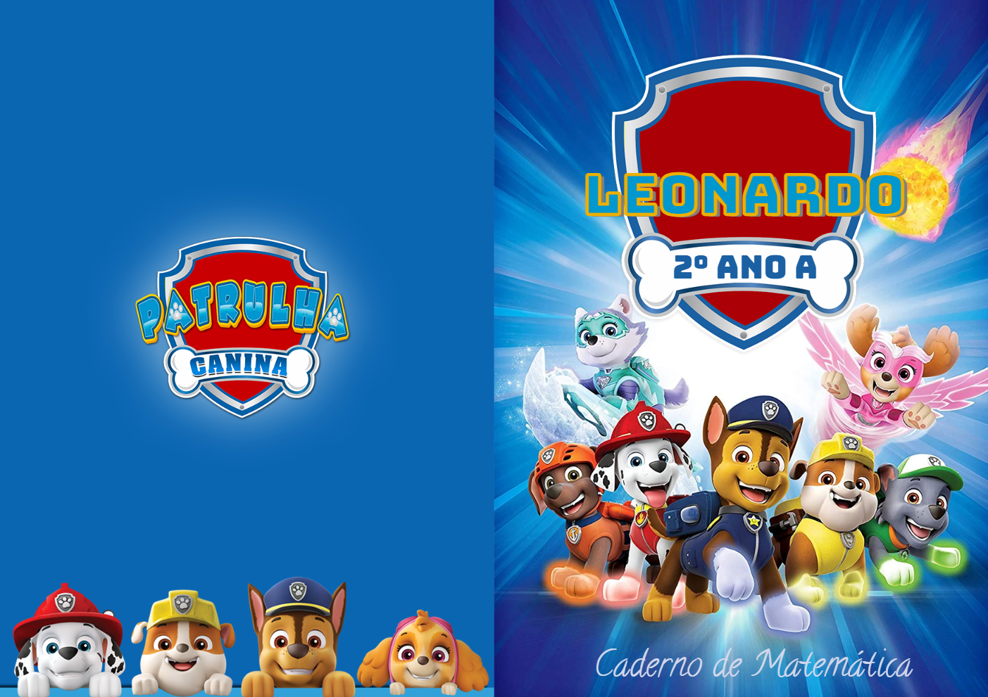 Capa de Caderno Patrulha Canina com Personagens para Editar Capa de Caderno Patrulha Canina com Personagens para Editar