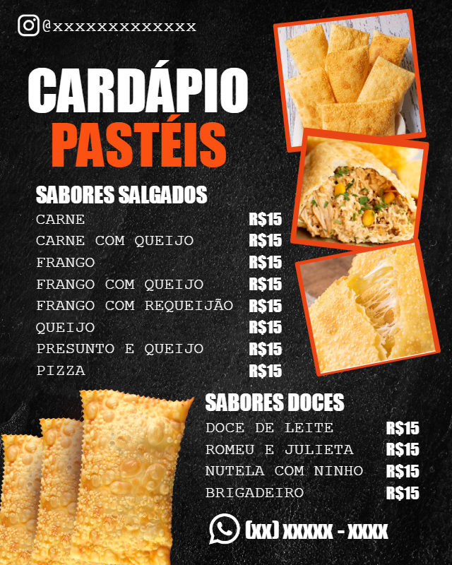Cardápio de Pastelaria com Fotos para Editar e Compartilhar Cardápio de Pastelaria com Fotos para Editar e Compartilhar