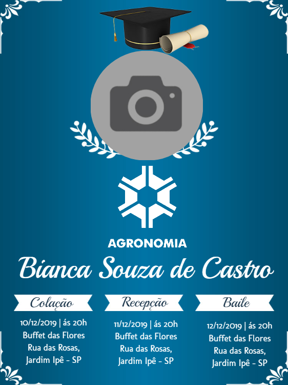 Convite de Formatura Agronomia com Foto para Editar Online Convite de Formatura Agronomia com Foto para Editar Online