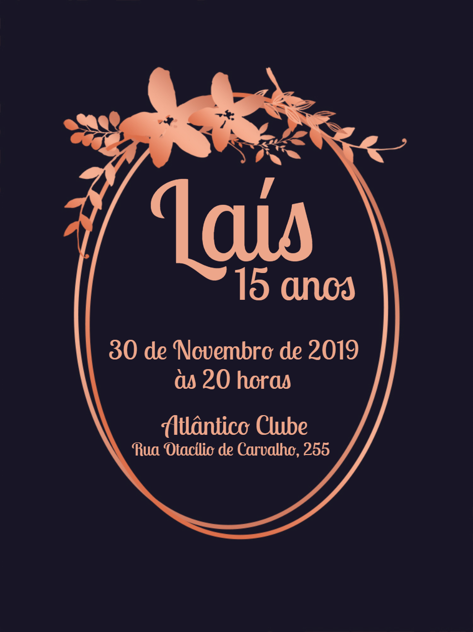 Convite de 15 anos Rose Gold Floral para Editar Online Convite de 15 anos Rose Gold Floral para Editar Online