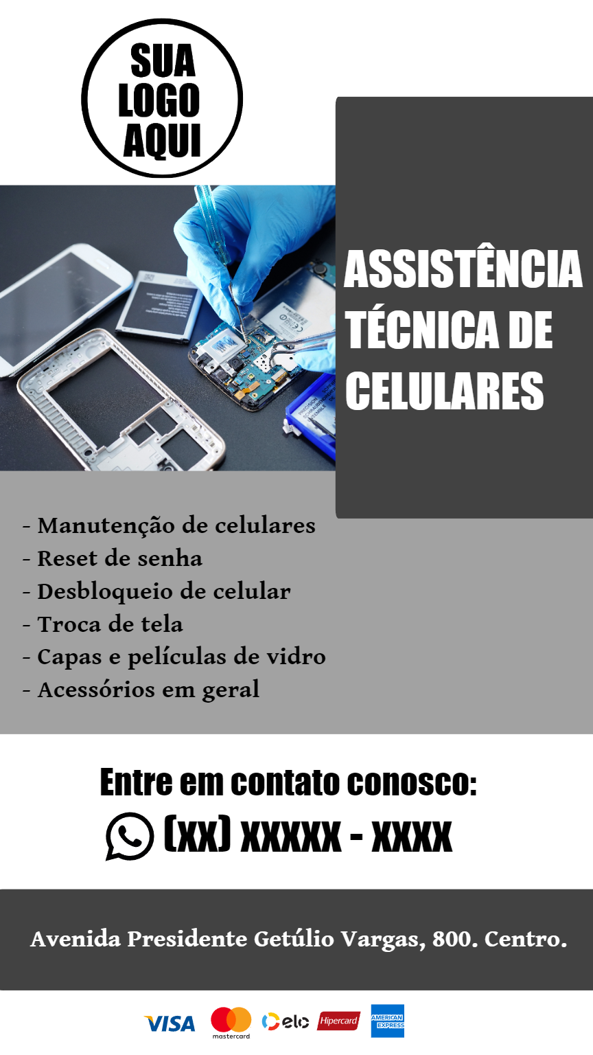 Panfleto Assistência Técnica de Celulares para Editar Online Panfleto Assistência Técnica de Celulares para Editar Online