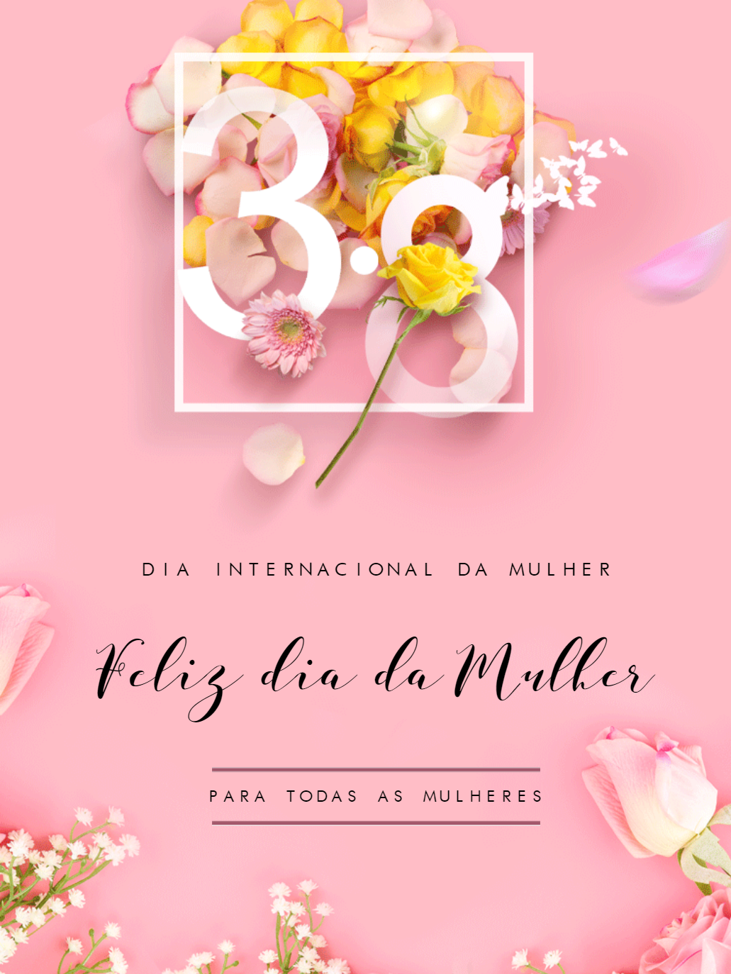 Post Dia da Mulher com Flores para Editar Online