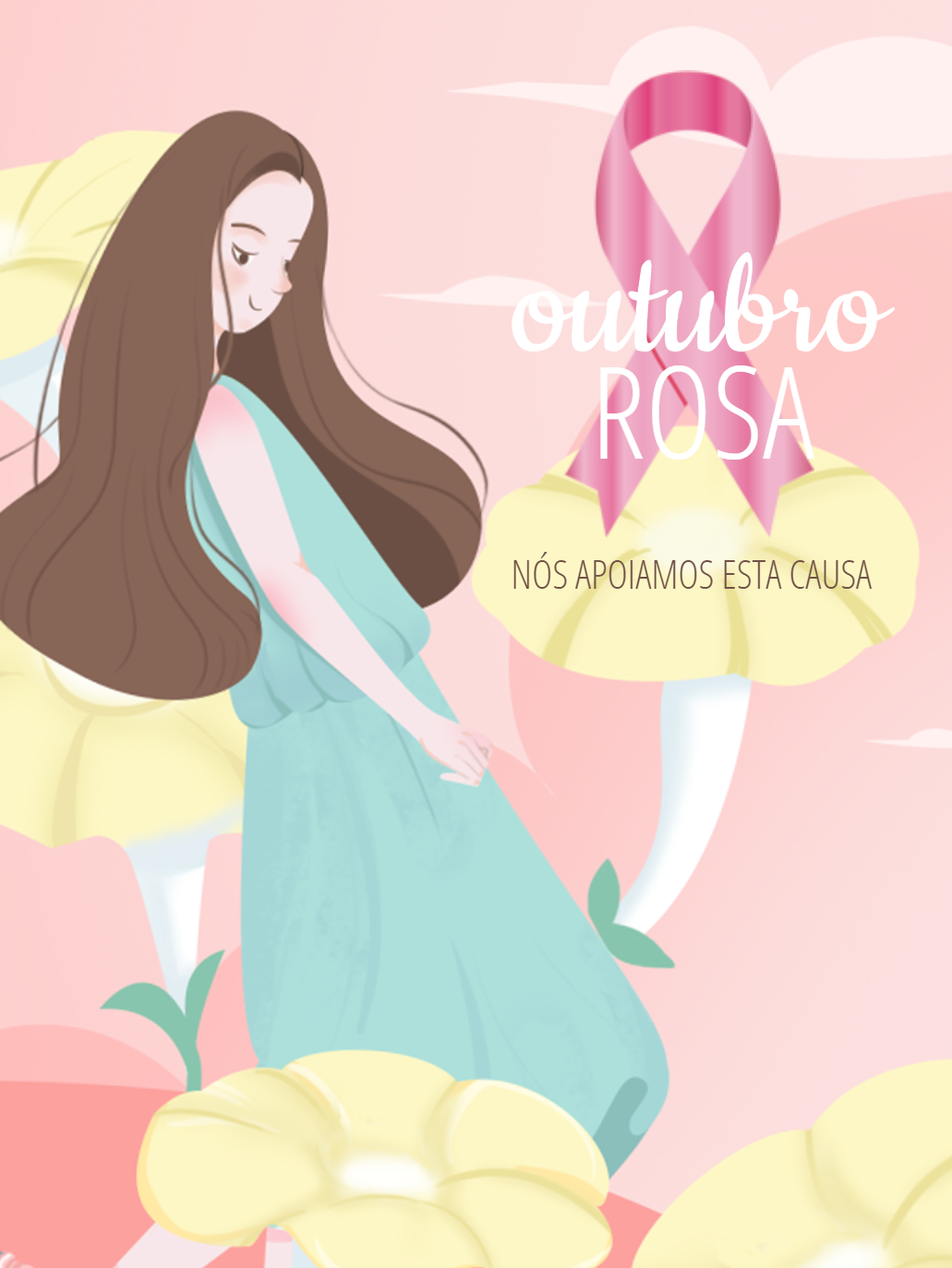 Arte para Post Outubro Rosa Editável Online Arte para Post Outubro Rosa Editável Online