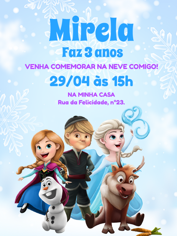 Convite Frozen Baby para Aniversário Editável Online Convite Frozen Baby para Aniversário Editável Online