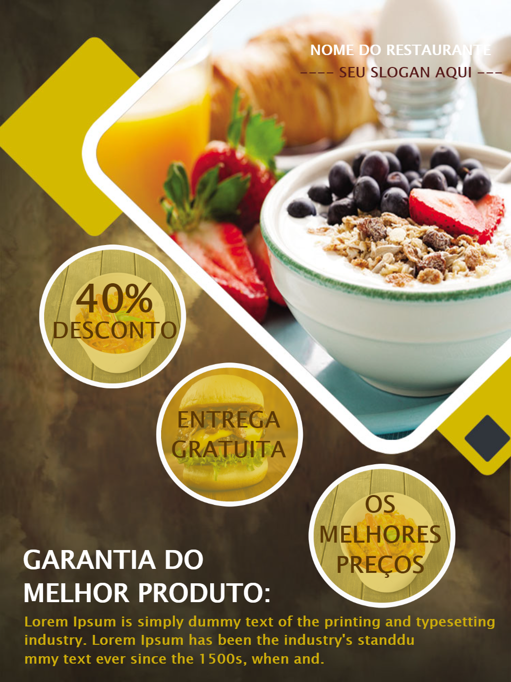 Folheto de Restaurante com Foto de Comida para Editar Online