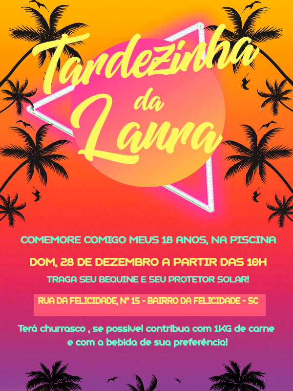 Convite Aniversário Tardezinha Tropical para Editar Online Convite Aniversário Tardezinha Tropical para Editar Online