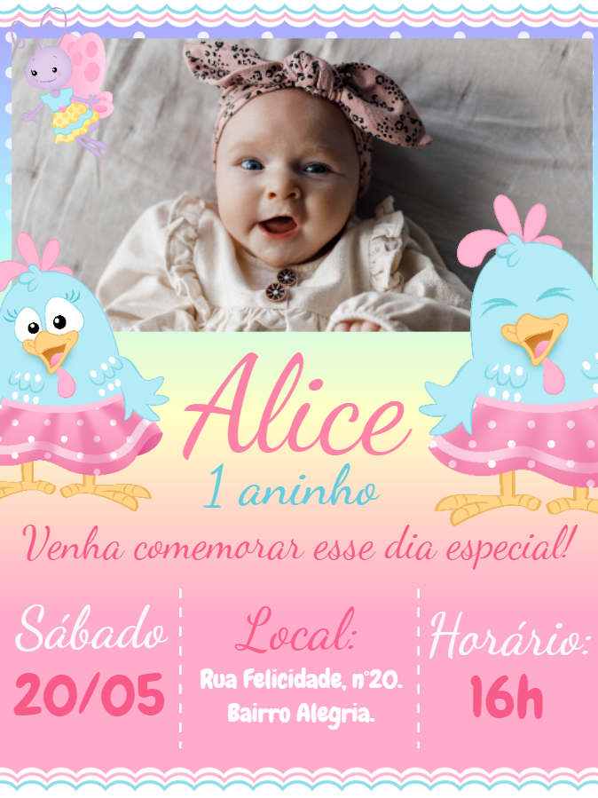 Convite Aniversário Galinha Pintadinha Candy com Foto para Editar Convite Aniversário Galinha Pintadinha Candy com Foto para Editar