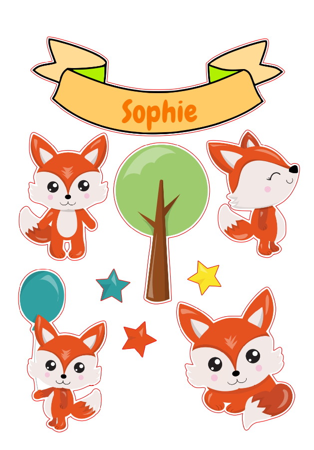 Topo de Bolo Festa Raposinha para Editar Online Topo de Bolo Festa Raposinha para Editar Online