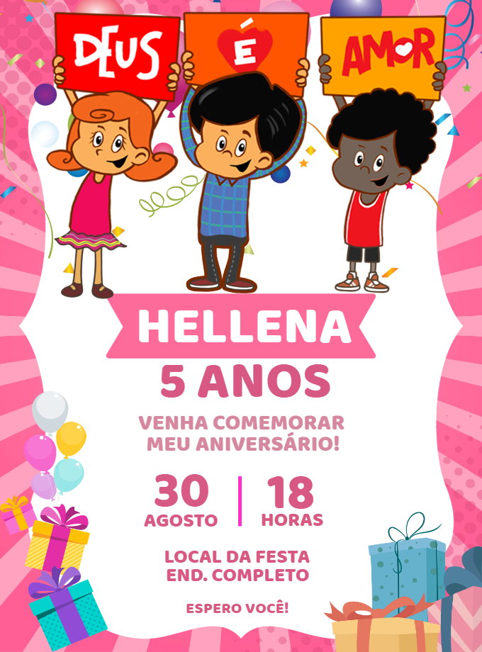 Convite Aniversário Três Palavrinhas Rosa para Editar Online Convite Aniversário Três Palavrinhas Rosa para Editar Online