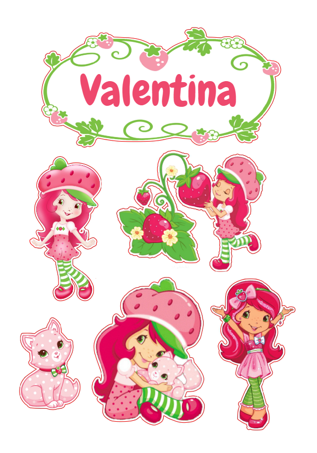 Topo de Bolo Moranguinho Editável para Festa de Aniversário Topo de Bolo Moranguinho Editável para Festa de Aniversário