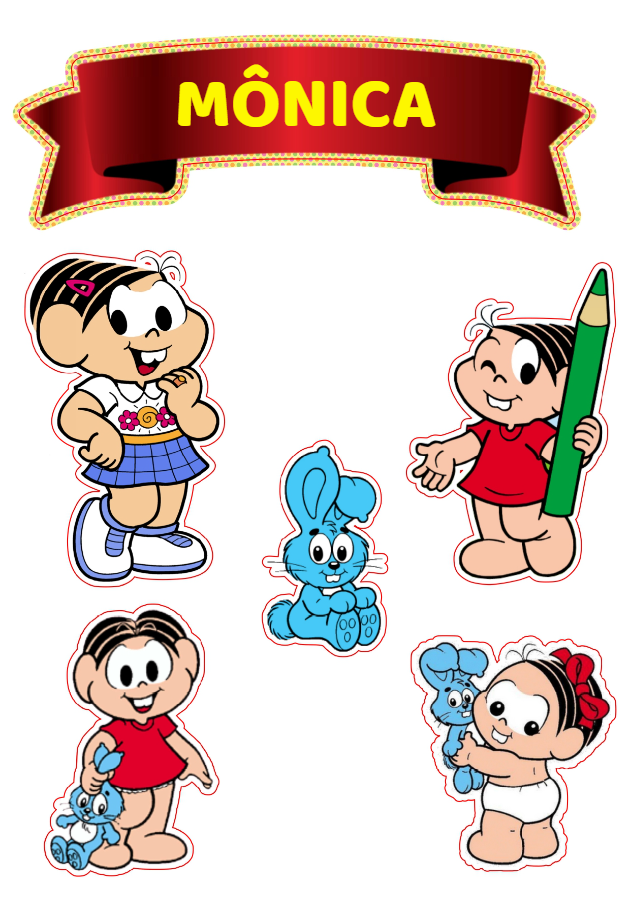 Topo de Bolo Turma da Mônica com Personagens para Editar Online Topo de Bolo Turma da Mônica com Personagens para Editar Online