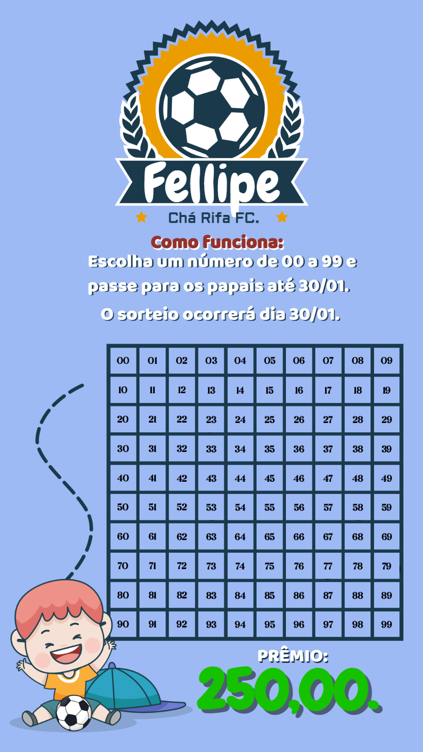 Convite Chá Rifa Tema Futebol para Editar Online Convite Chá Rifa Tema Futebol para Editar Online