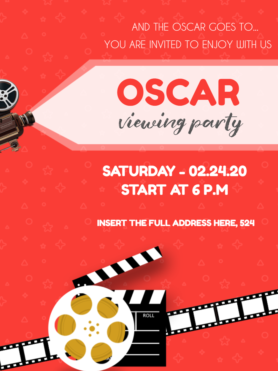 Editable Oscar Viewing Party Invitation to Customize Editable Oscar Viewing Party Invitation to Customize