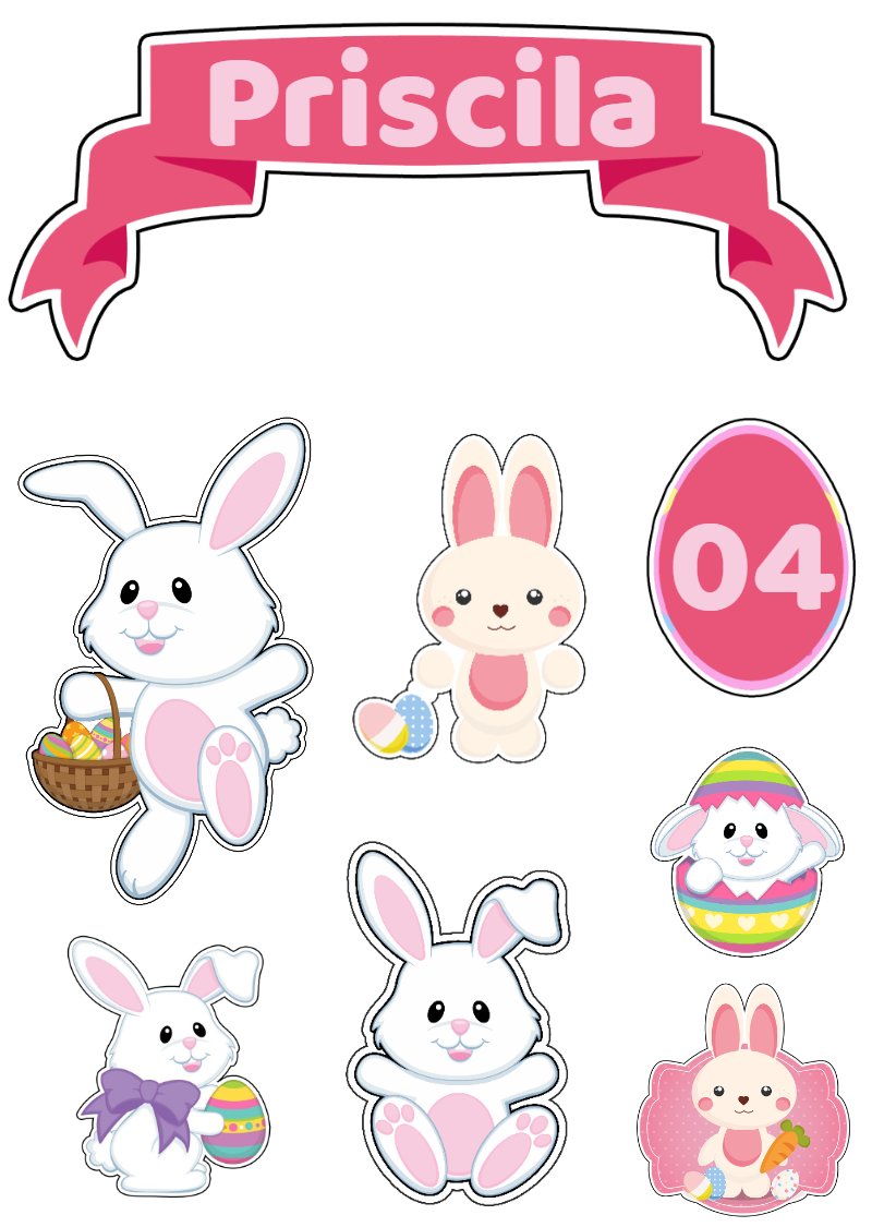 Topo de Bolo de Páscoa com Coelhinhos para Editar Online Topo de Bolo de Páscoa com Coelhinhos para Editar Online