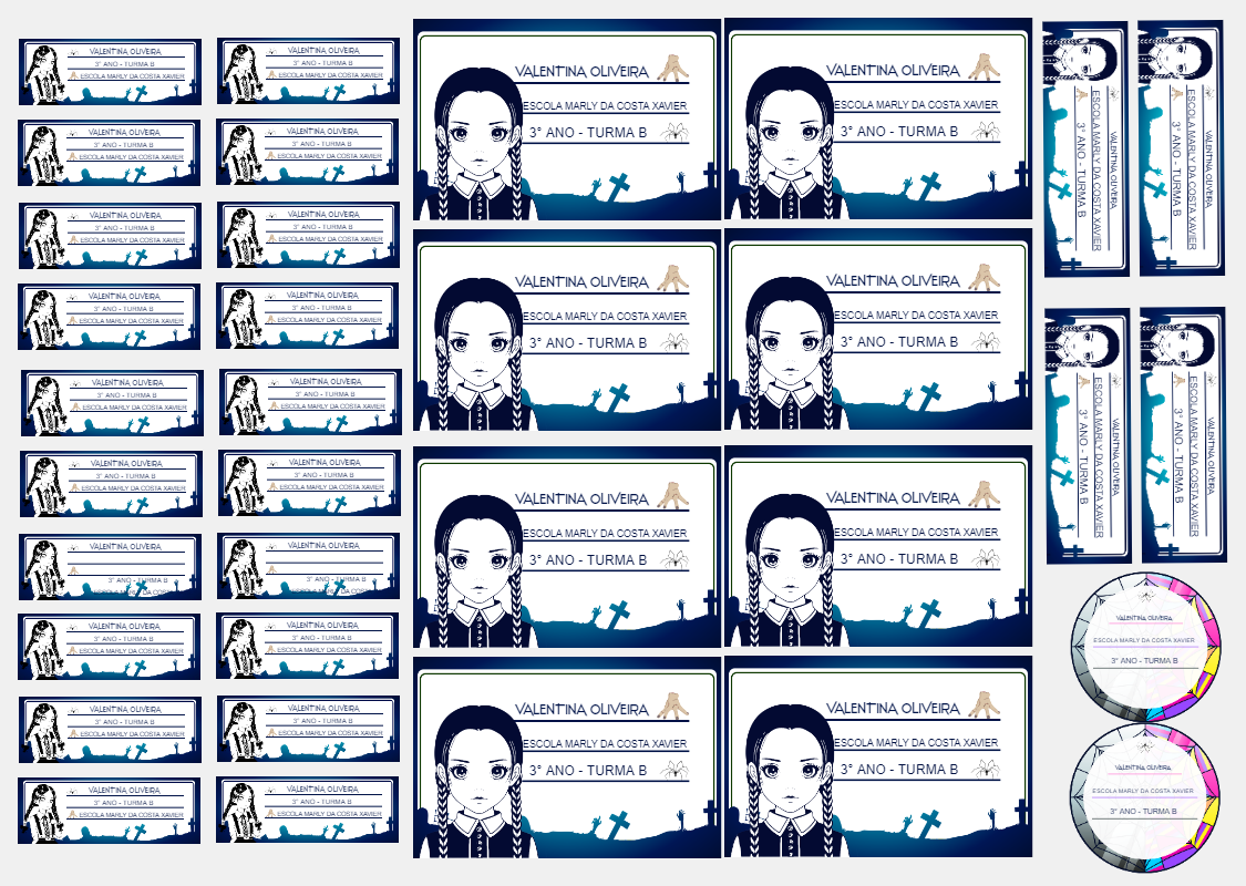 Etiqueta Escolar Wandinha: Kit Completo para Editar e Imprimir Etiqueta Escolar Wandinha: Kit Completo para Editar e Imprimir