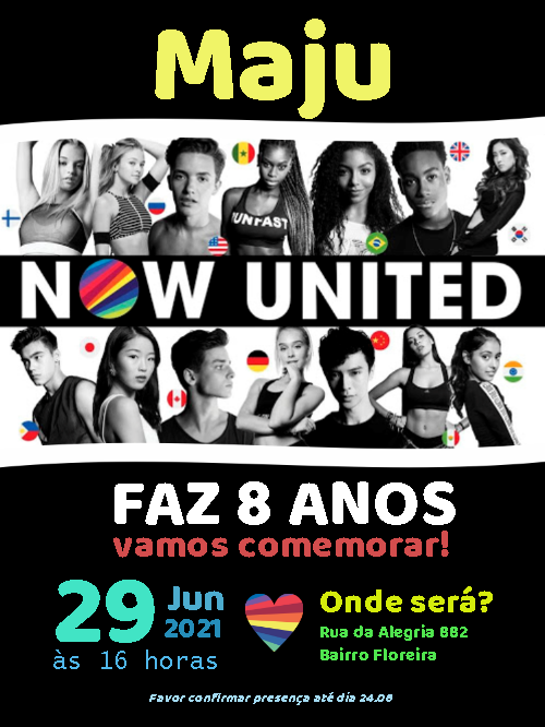 Convite de Aniversário Now United para Editar Online Convite de Aniversário Now United para Editar Online