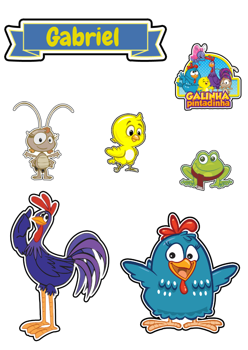Topo de Bolo Galinha Pintadinha com Personagens para Editar Topo de Bolo Galinha Pintadinha com Personagens para Editar
