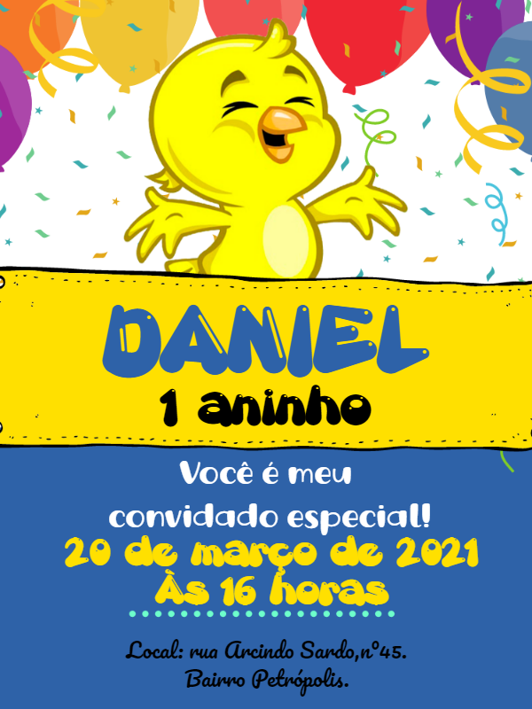 Convite de Aniversário Pintinho Amarelinho para Editar Online Convite de Aniversário Pintinho Amarelinho para Editar Online