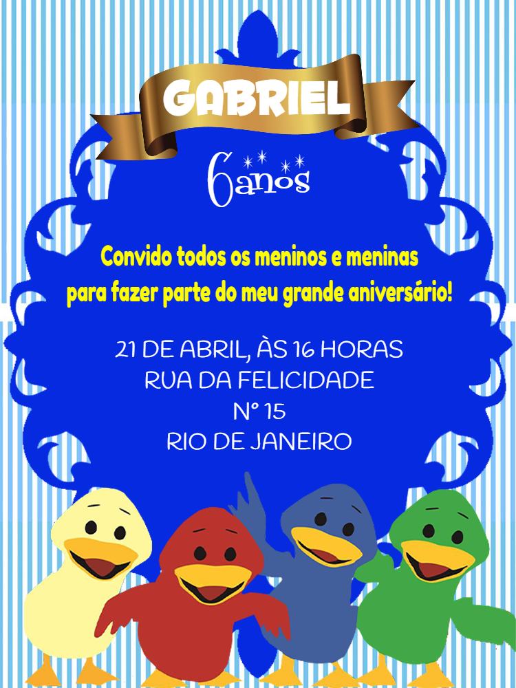 Convite Aniversário Patinhos Coloridos para Editar Online Convite Aniversário Patinhos Coloridos para Editar Online