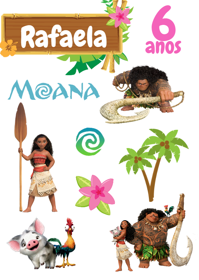 Topo de Bolo Moana com Personagens para Editar Online Topo de Bolo Moana com Personagens para Editar Online