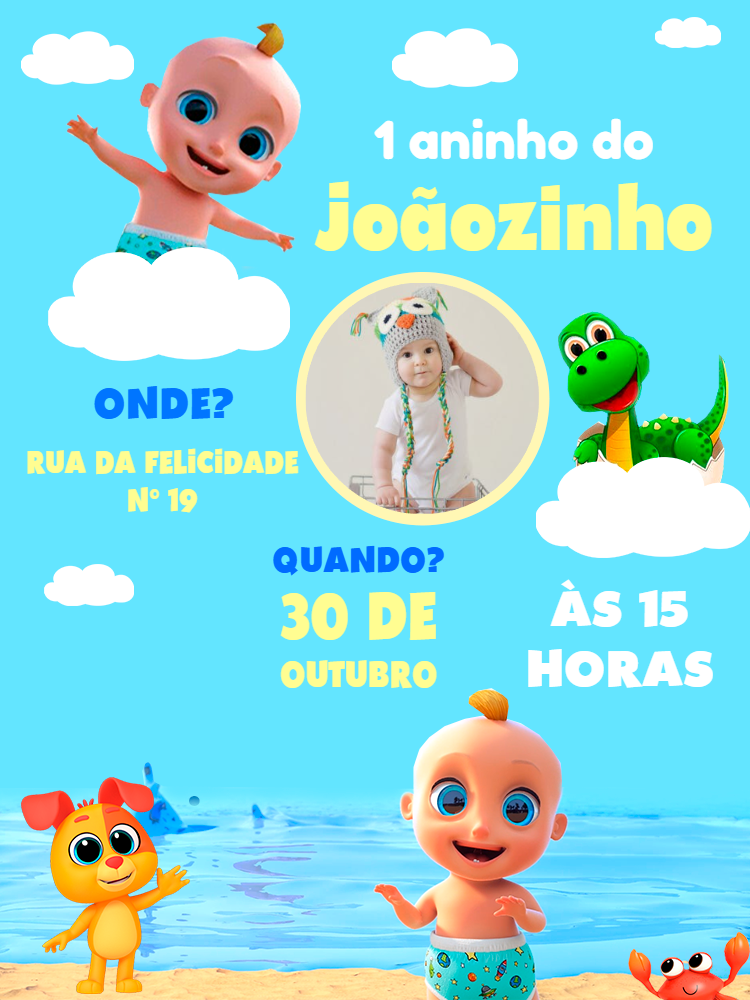 Convite de Aniversário Infantil com Foto para Editar Online Convite de Aniversário Infantil com Foto para Editar Online