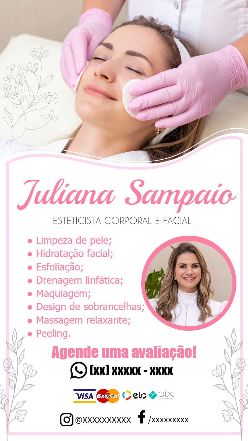 Cartão de Visita Digital para Esteticista: Edite Online Cartão de Visita Digital para Esteticista: Edite Online
