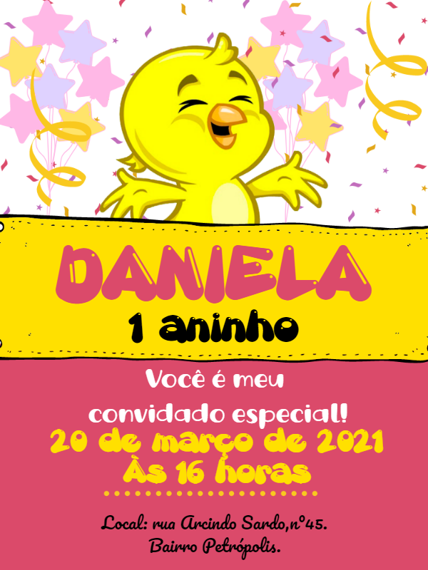 Convite Aniversário Pintinho Amarelinho para Editar Online Convite Aniversário Pintinho Amarelinho para Editar Online