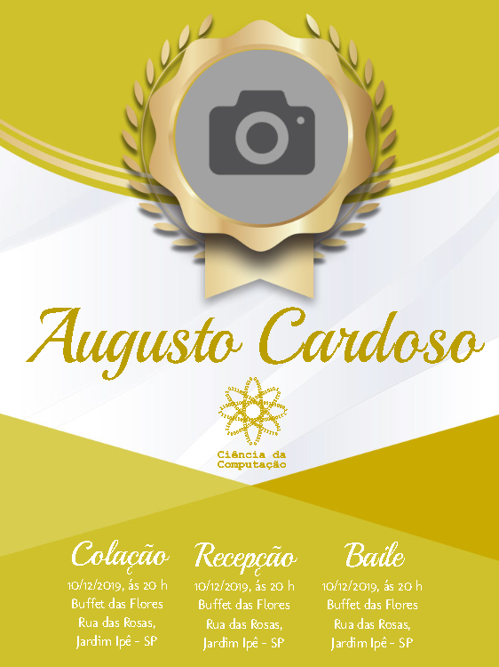 Convite de Formatura Ciência da Computação com Foto para Editar Convite de Formatura Ciência da Computação com Foto para Editar