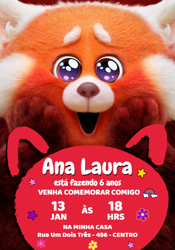 Convite Aniversário Red: Crescer é uma Fera para Editar Online Convite Aniversário Red: Crescer é uma Fera para Editar Online