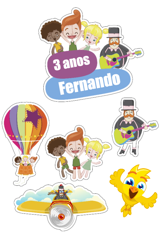 Topo de Bolo Mundo Bita com Personagens para Editar Online Topo de Bolo Mundo Bita com Personagens para Editar Online