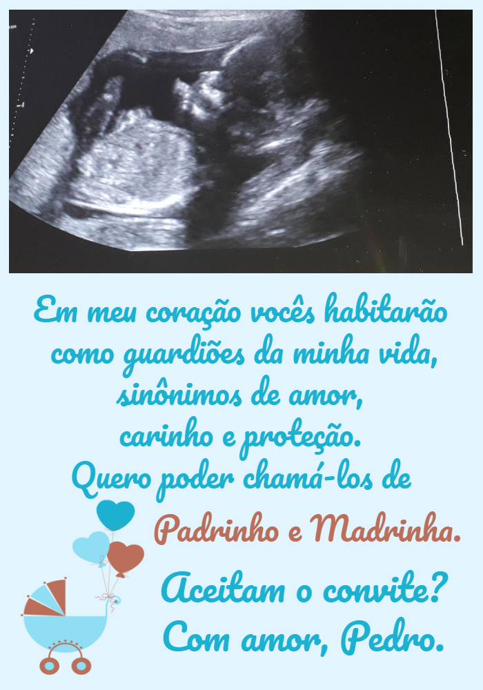 Convite Padrinhos de Batismo com Foto do Ultrassom para Editar Convite Padrinhos de Batismo com Foto do Ultrassom para Editar