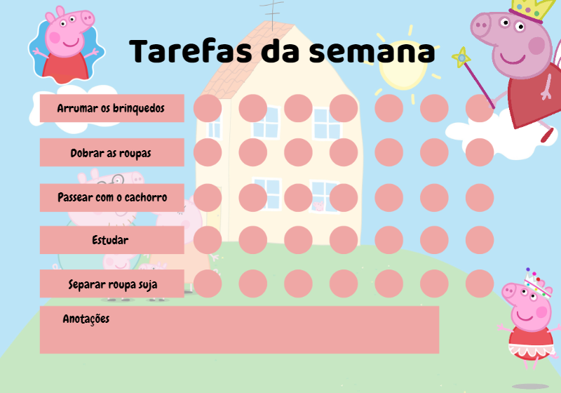 Quadro de Incentivo Peppa Pig para Editar e Imprimir Online Quadro de Incentivo Peppa Pig para Editar e Imprimir Online