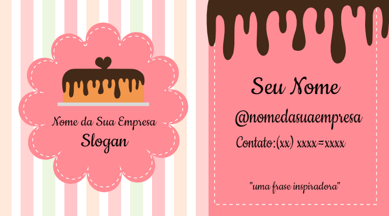 Cartão de Visita Confeitaria com Bolo para Editar Online Cartão de Visita Confeitaria com Bolo para Editar Online