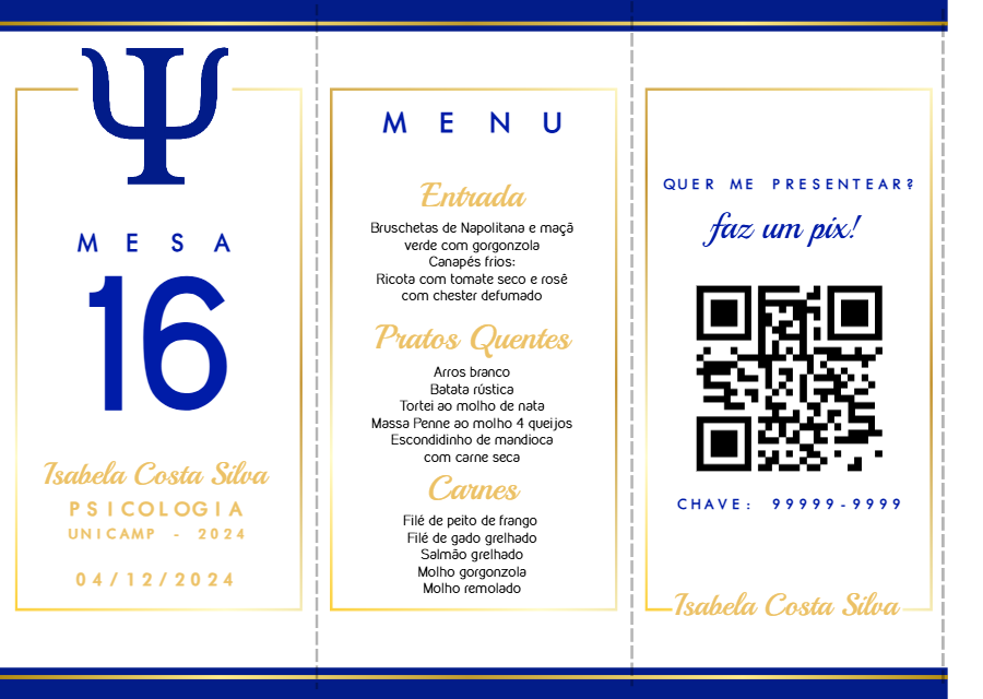 Menu de Mesa Formatura Psicologia Editável Online Menu de Mesa Formatura Psicologia Editável Online