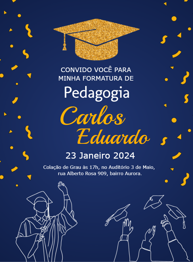 Convite Formatura Pedagogia Elegante para Editar Online Convite Formatura Pedagogia Elegante para Editar Online