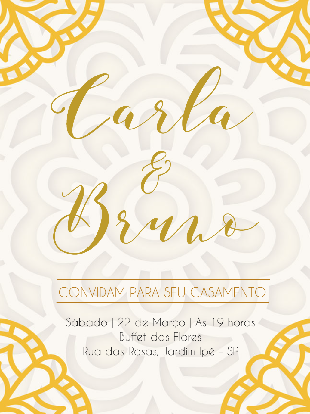 Convite de Casamento Elegante Dourado para Editar Online Convite de Casamento Elegante Dourado para Editar Online