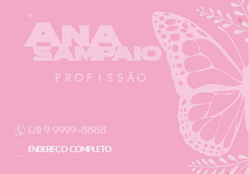 Cartão de Visita Borboleta Rosa Delicado para Editar Online Cartão de Visita Borboleta Rosa Delicado para Editar Online
