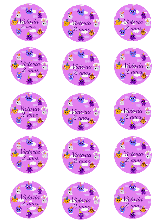 Adesivo de Aniversário Bolofofos com Personagens para Editar Adesivo de Aniversário Bolofofos com Personagens para Editar