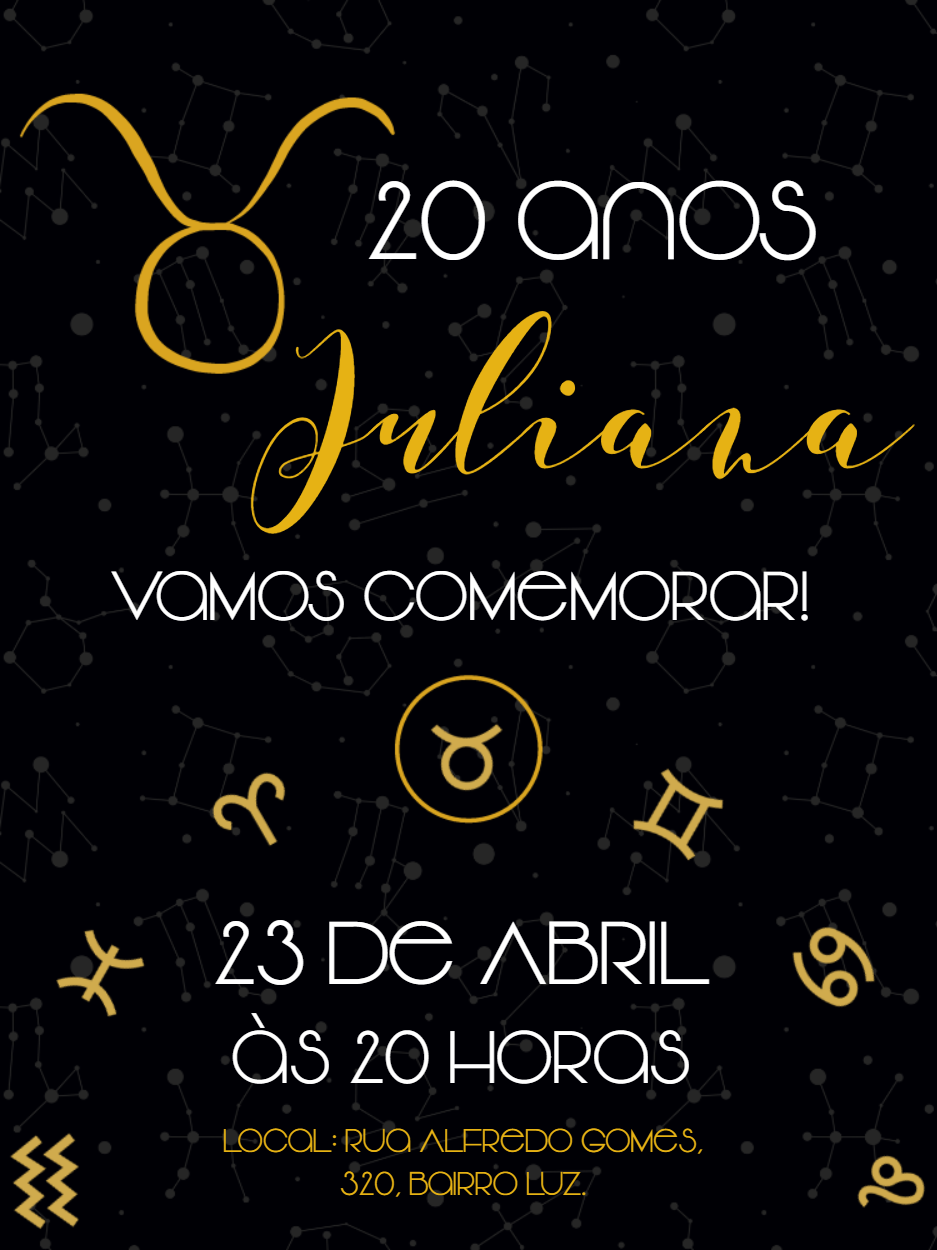 Convite de Aniversário Signo Touro para Editar Online Convite de Aniversário Signo Touro para Editar Online