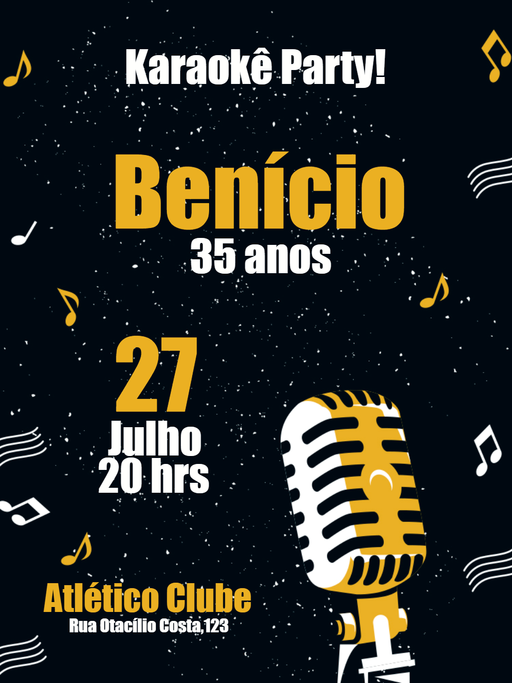 Convite de Aniversário Karaokê com Microfone para Editar Online Convite de Aniversário Karaokê com Microfone para Editar Online