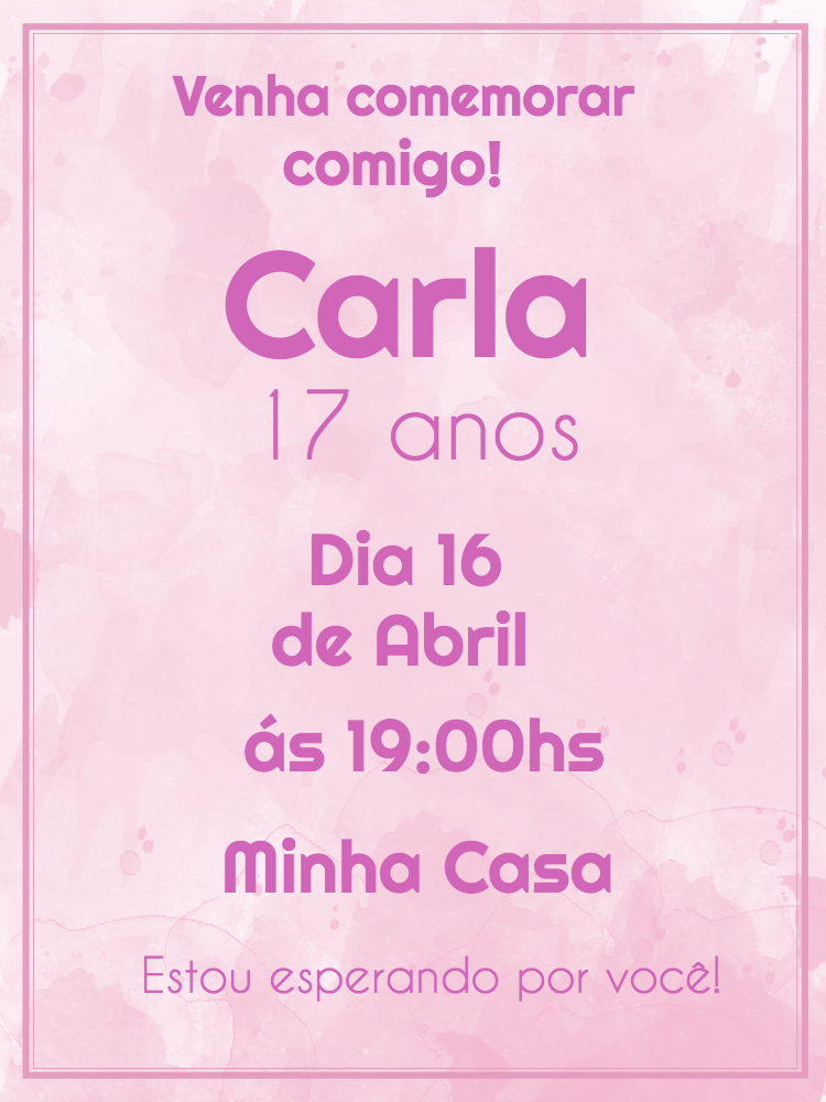 Convite de Aniversário Feminino Minimalista para Editar Online Convite de Aniversário Feminino Minimalista para Editar Online