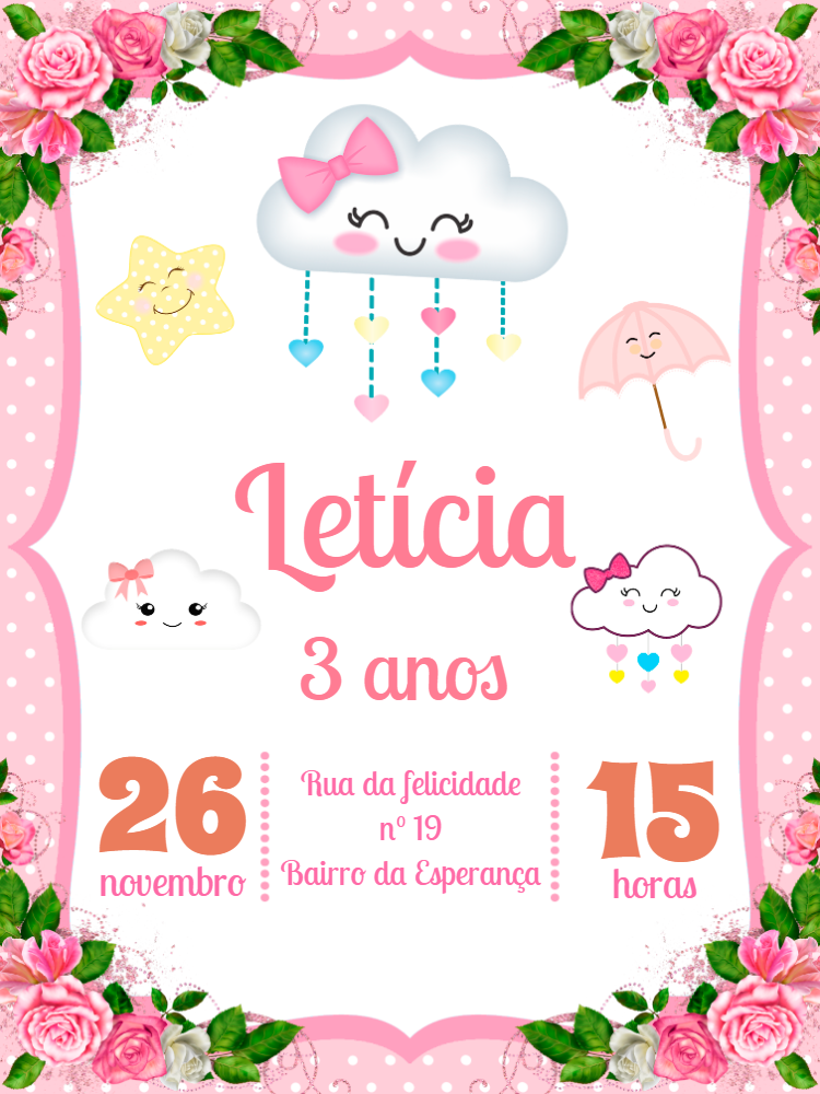 Convite de Aniversário Chuva de Amor para Editar Online Convite de Aniversário Chuva de Amor para Editar Online