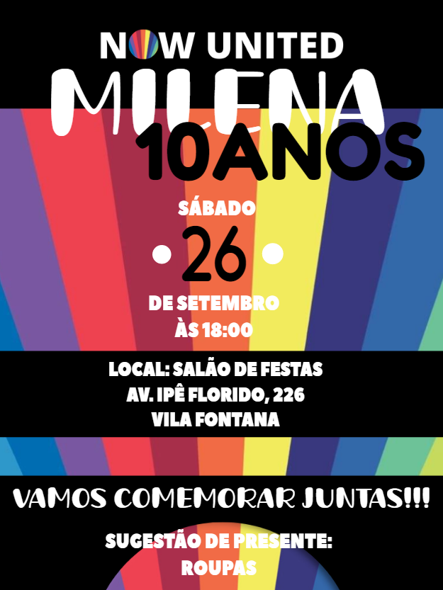 Convite de Aniversário Now United Colorido para Editar Online
