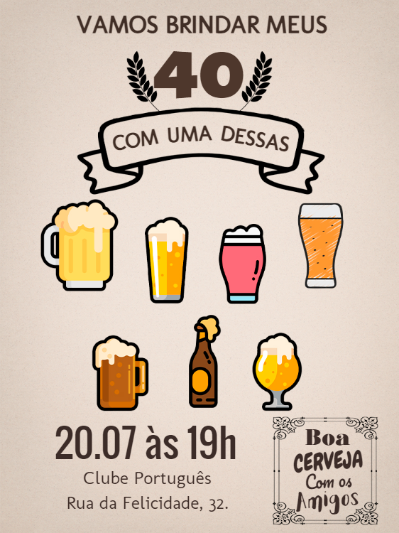 Convite de Aniversário Tema Cerveja para Editar Online Convite de Aniversário Tema Cerveja para Editar Online