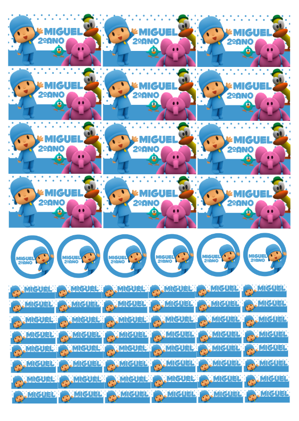 Kit Etiqueta Escolar Pocoyo com Personagens para Editar Online