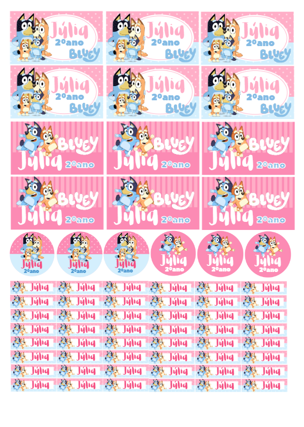 Kit de Etiquetas Escolares Bluey para Editar e Imprimir Kit de Etiquetas Escolares Bluey para Editar e Imprimir