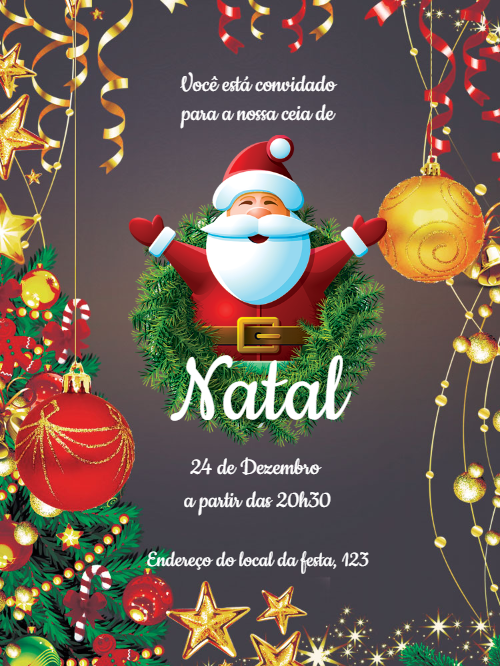 Convite de Natal com Papai Noel para Editar Online